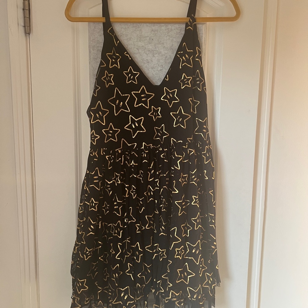 Nintendo Mario Starry Black and Gold Dress